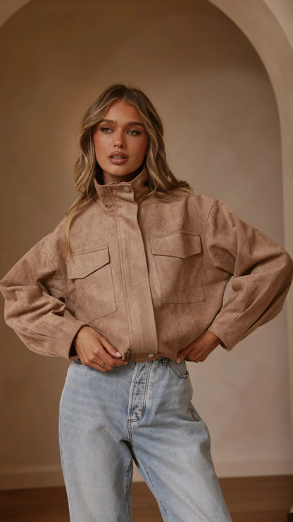 Josh Funnel Neck Jacket Beige