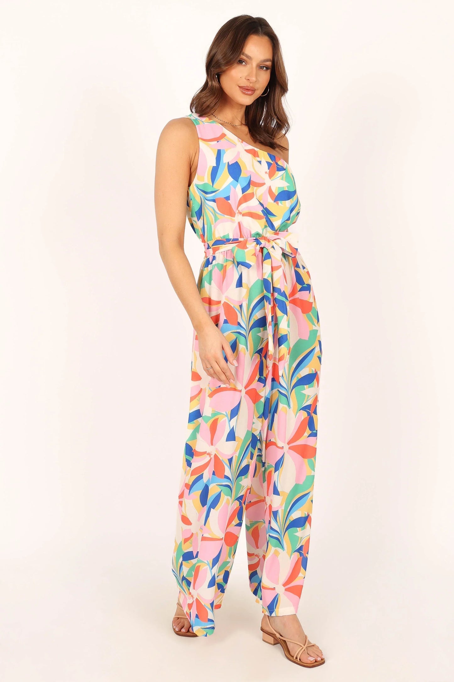 Belinda One Shoulder Jumpsuit Floral