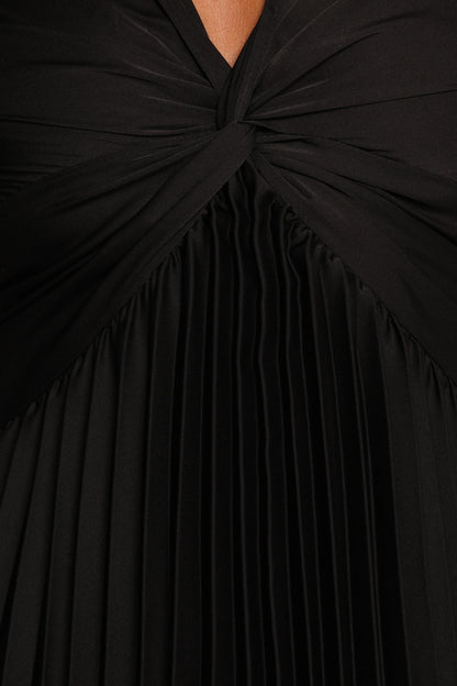 Nova Flutter Sleeve Midi Dress Black