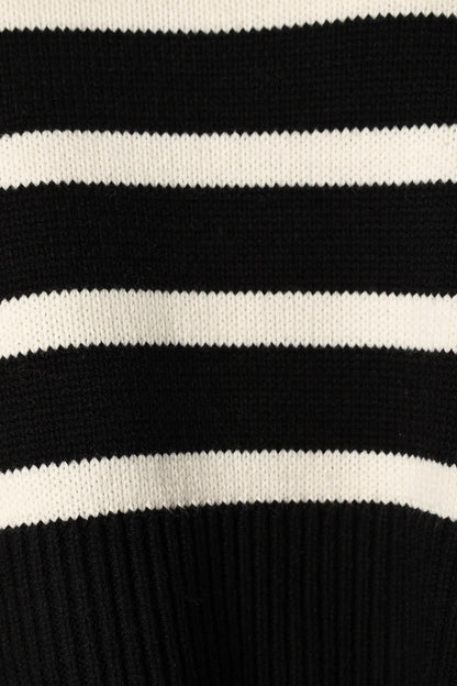 Avalynn Striped Knit Sweater Black White
