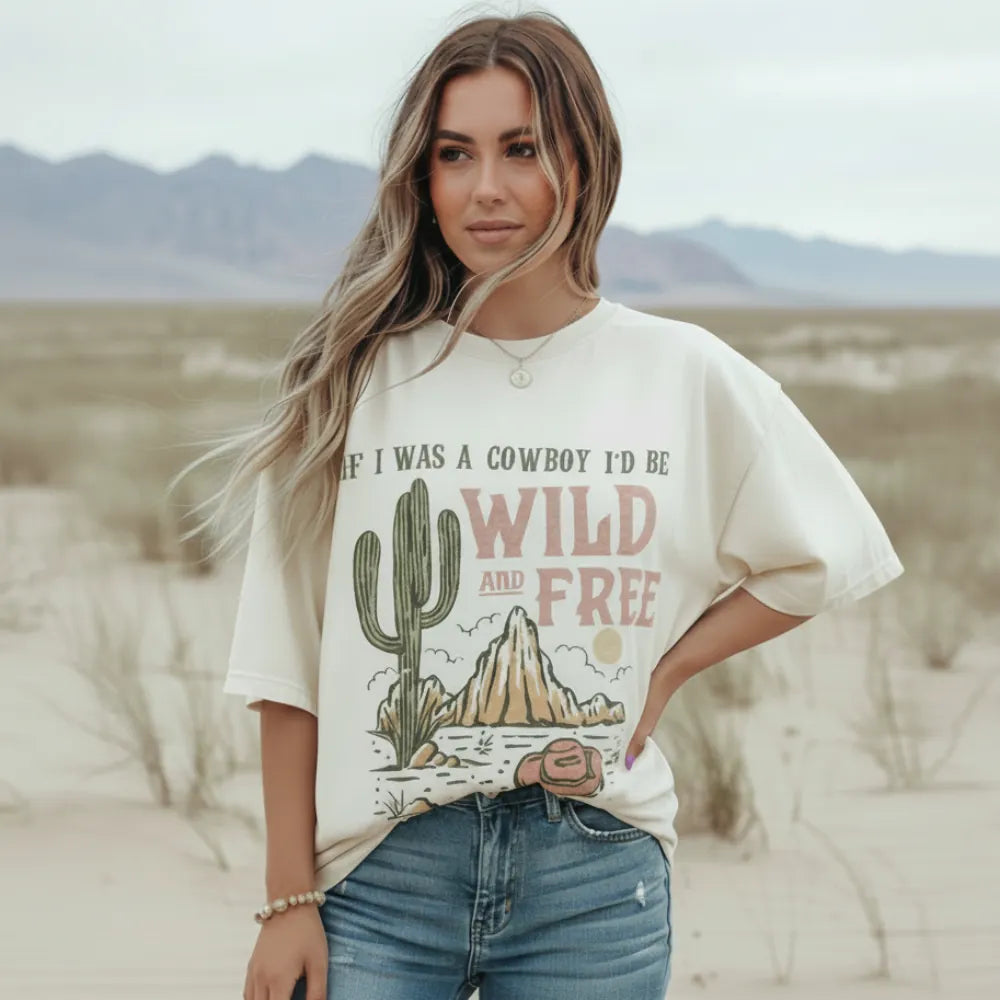 Vintage Boho Western Oversized Graphic Tee