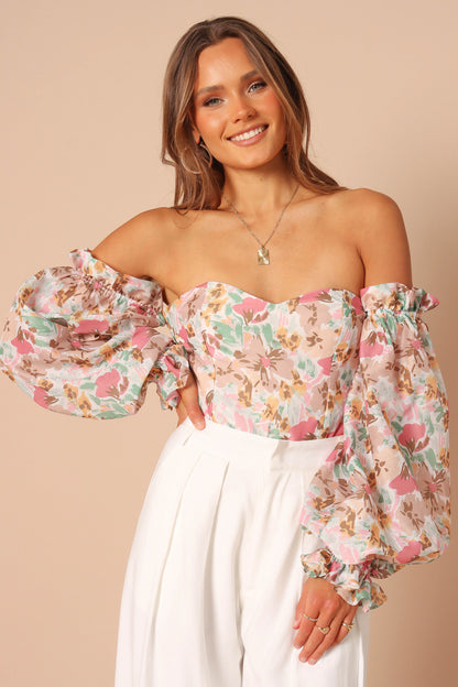 Acantha Bodysuit Beige Floral