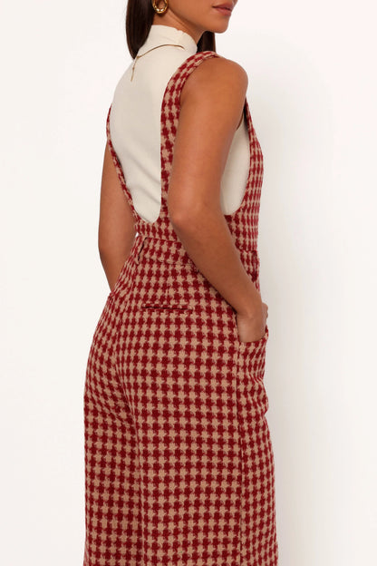 Jackson Jumpsuit Dark Red Houndstooth