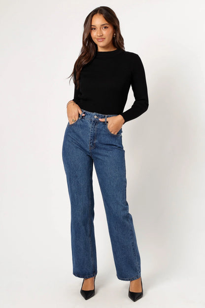 Tammy Ribbed Knit Top Black