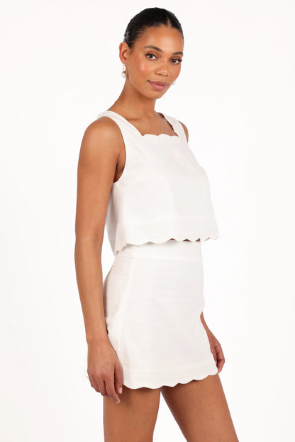 Wendie Scalloped Top Cloud White