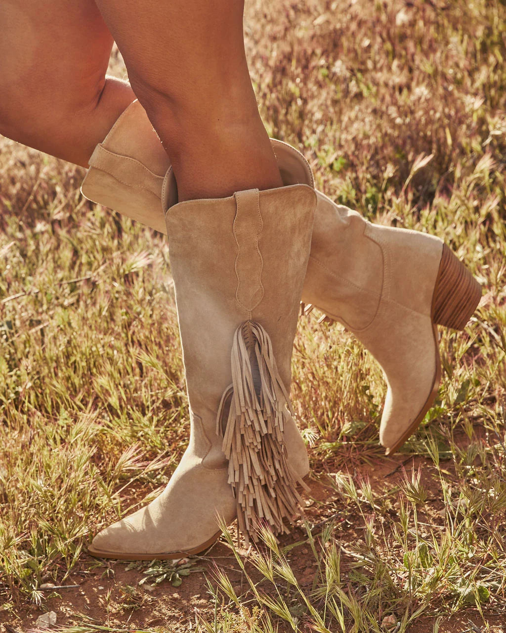 Boho Canyon Faux Suede Fringe Western Boots