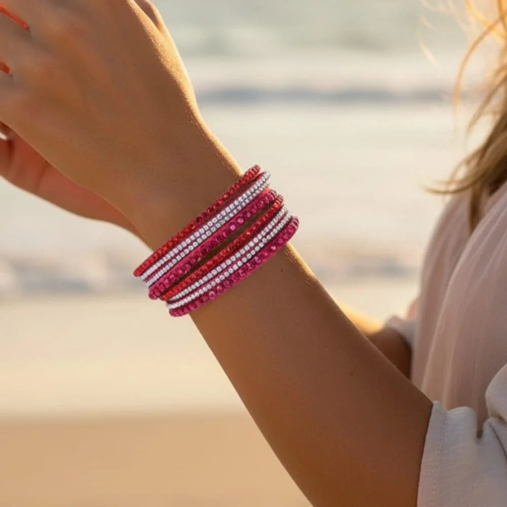 Leather Rhinestone Bracelet