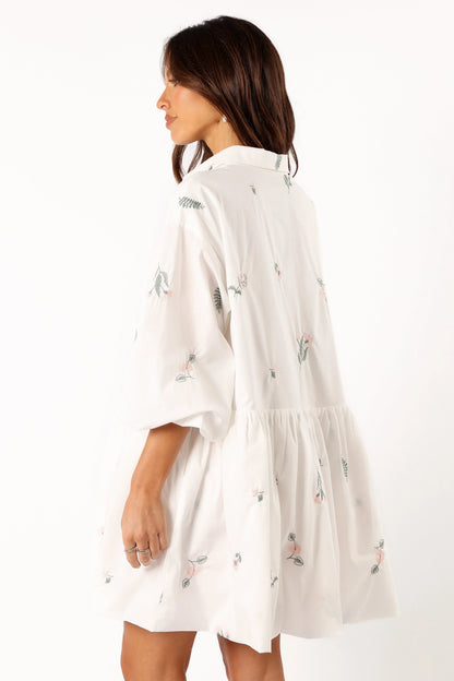 Daisy Long Sleeve Mini Dress White Floral