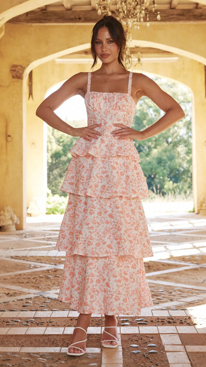 Page Maxi Dress Peach Floral
