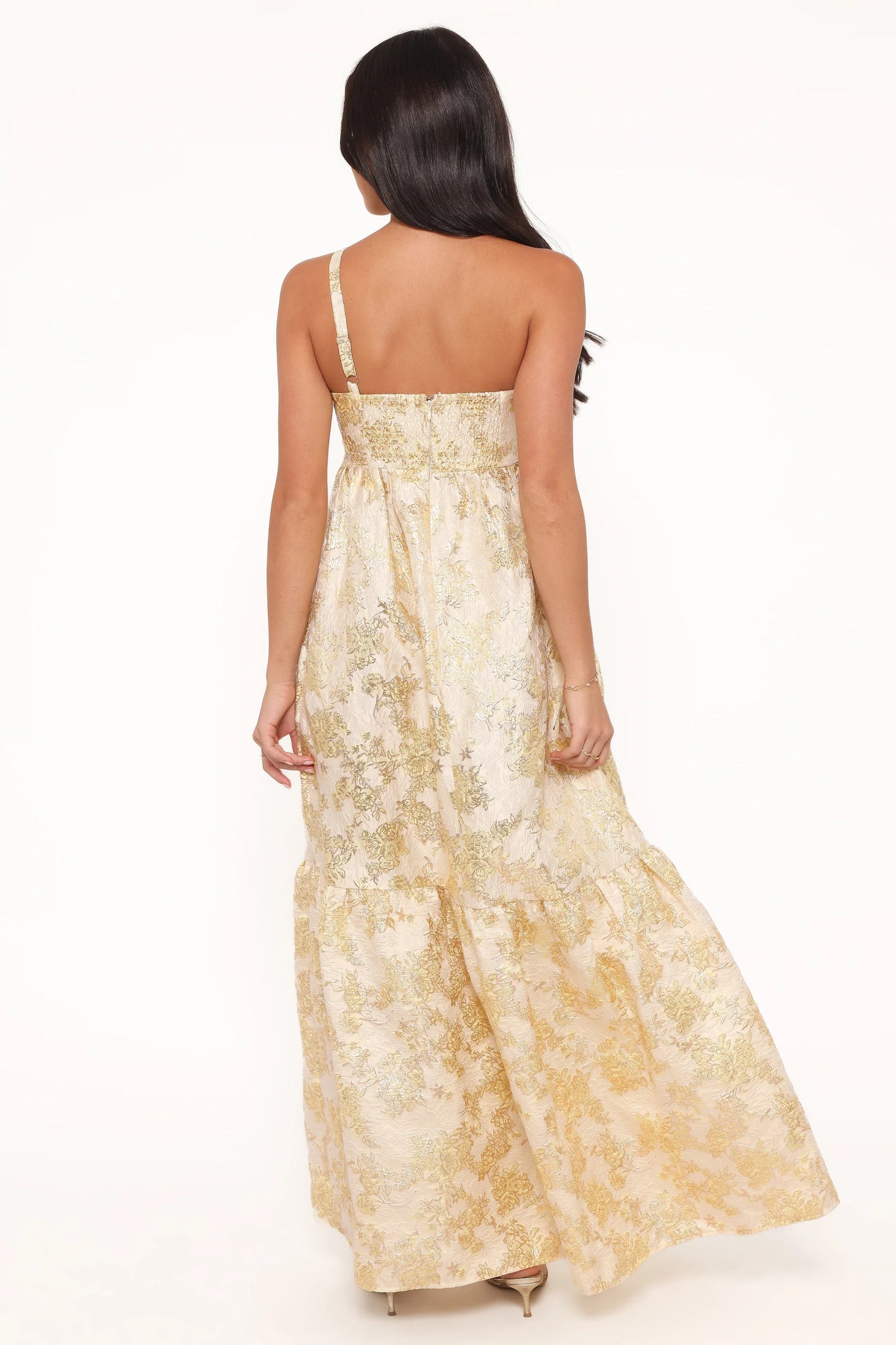 Betina Bow Front Maxi Dress Yellow Brocade