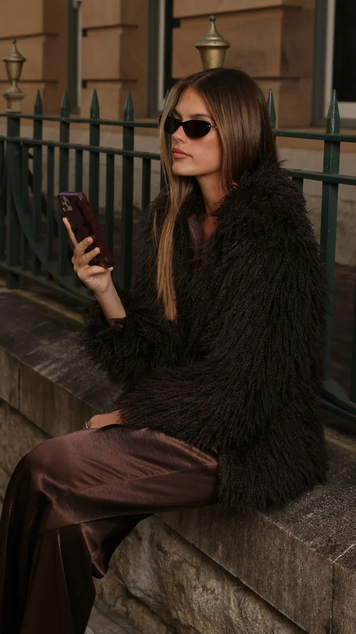 Chantelle Fur Jacket Chocolate