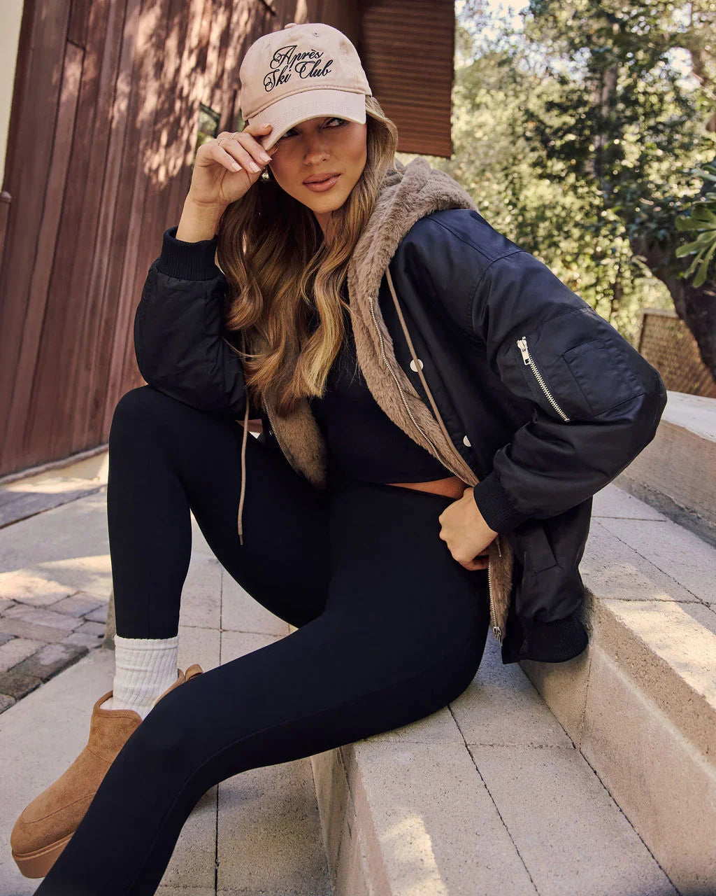 Campus Oversized Faux Fur Lined Bomber Jacket