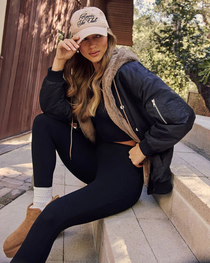 Campus Oversized Faux Fur Lined Bomber Jacket