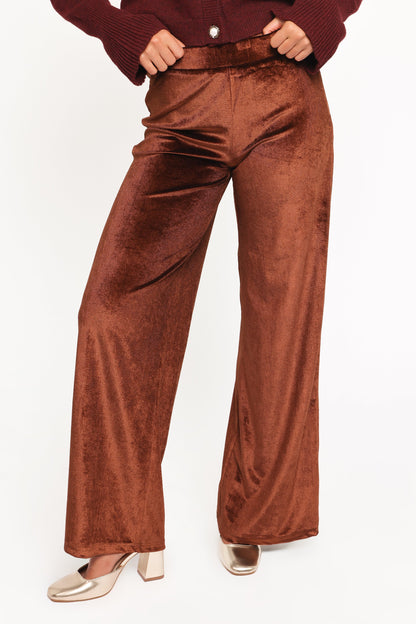 Riley Stretch Velvet Pant Chocolate