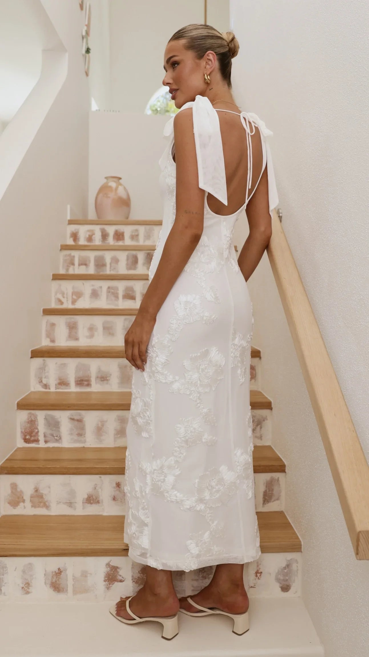 Usha Tie Strap Maxi Dress White
