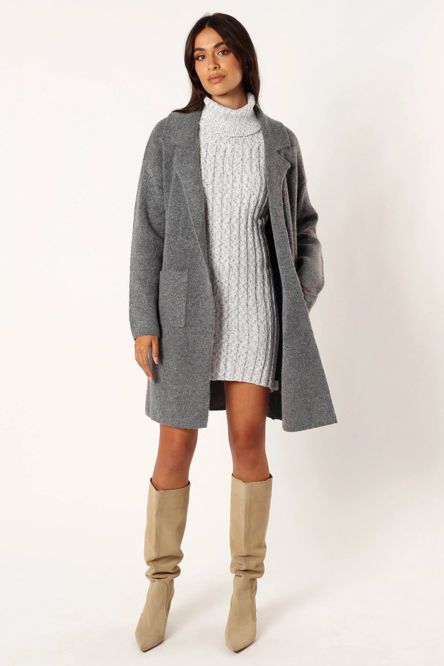 Skylar Open Front Coatigan Grey