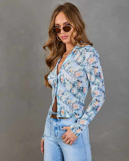 Wildflower Trail Floral Button Down Top