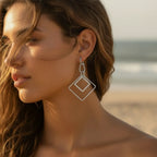 Chainlink Double Square Drop Earrings