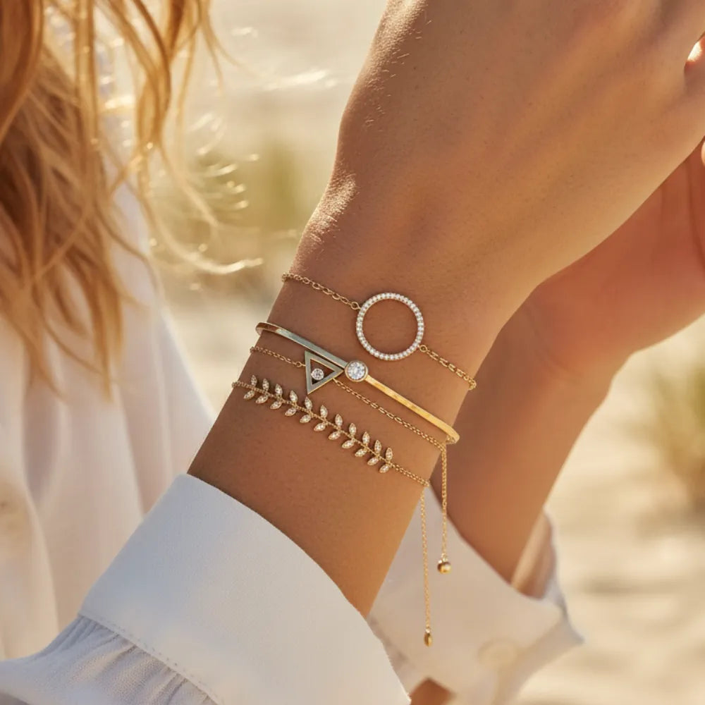 4pc Boho Chic Crystal Bracelet Set