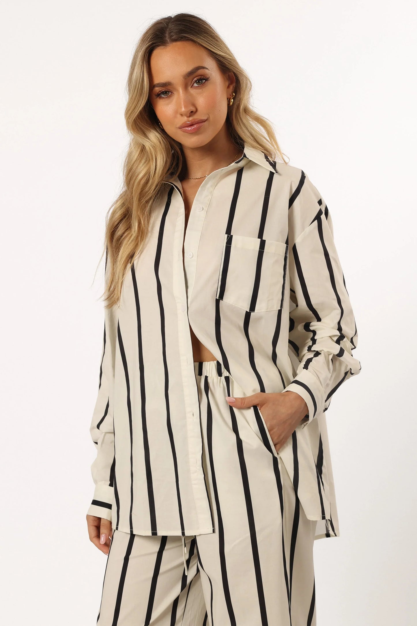 Silvia Button Down Shirt Cream Stripe