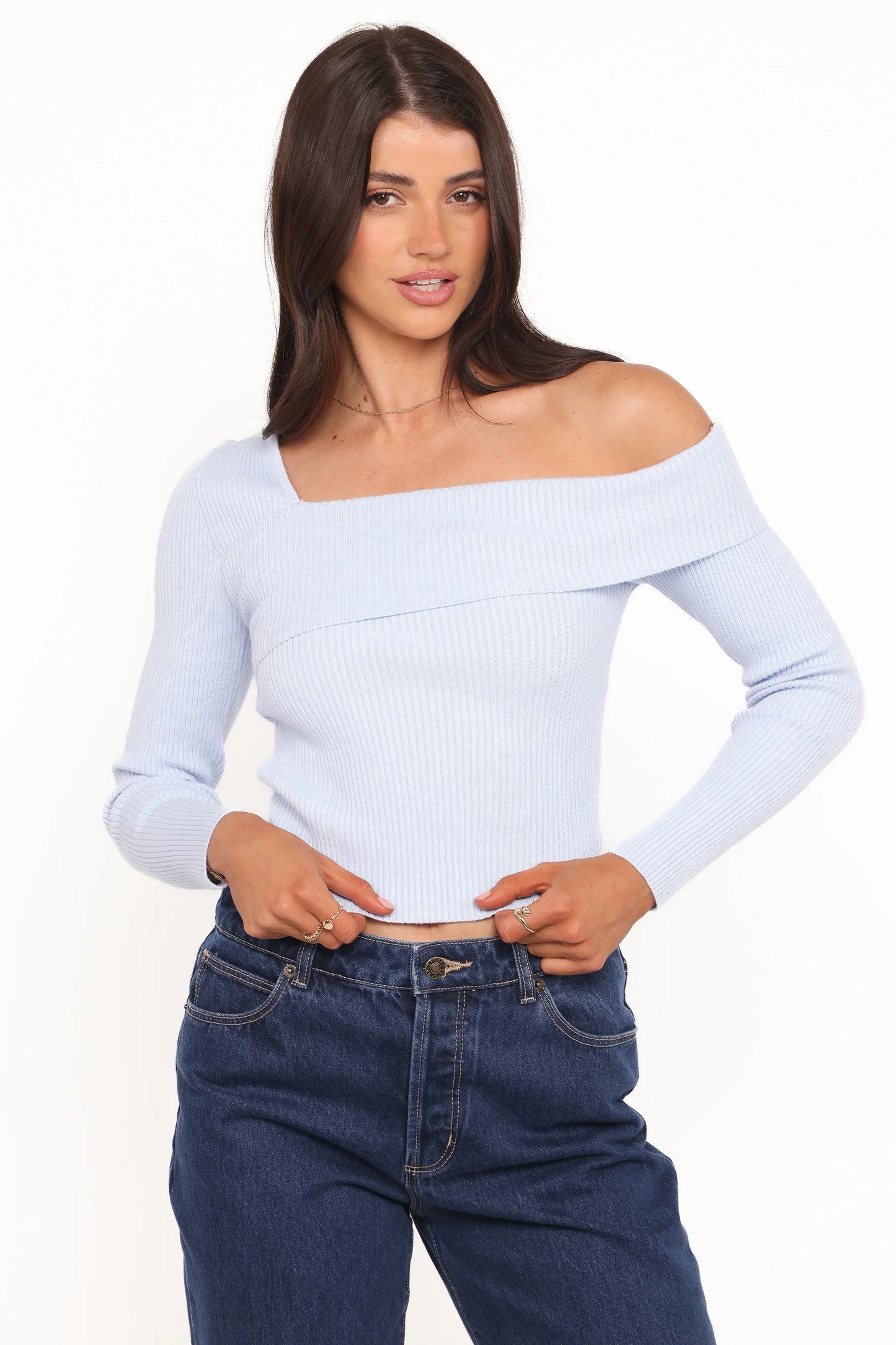 Aleena Knit Top Light Blue