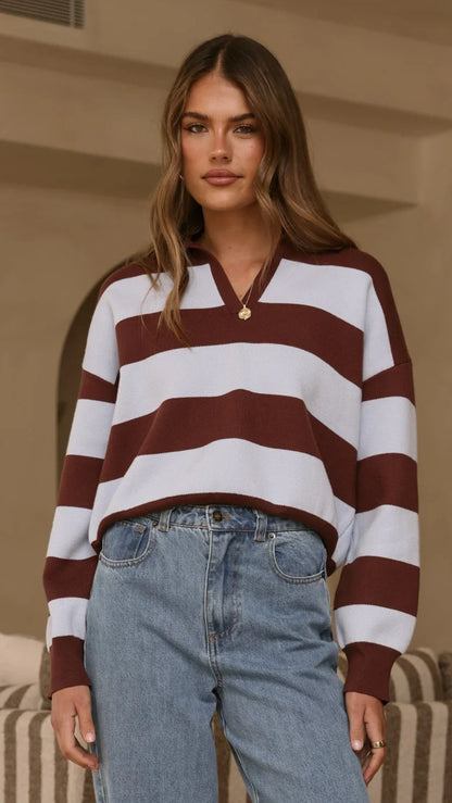 Kodi Sweater Blue Brown Stripe
