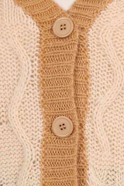 Zina Contrast Cardigan Tan