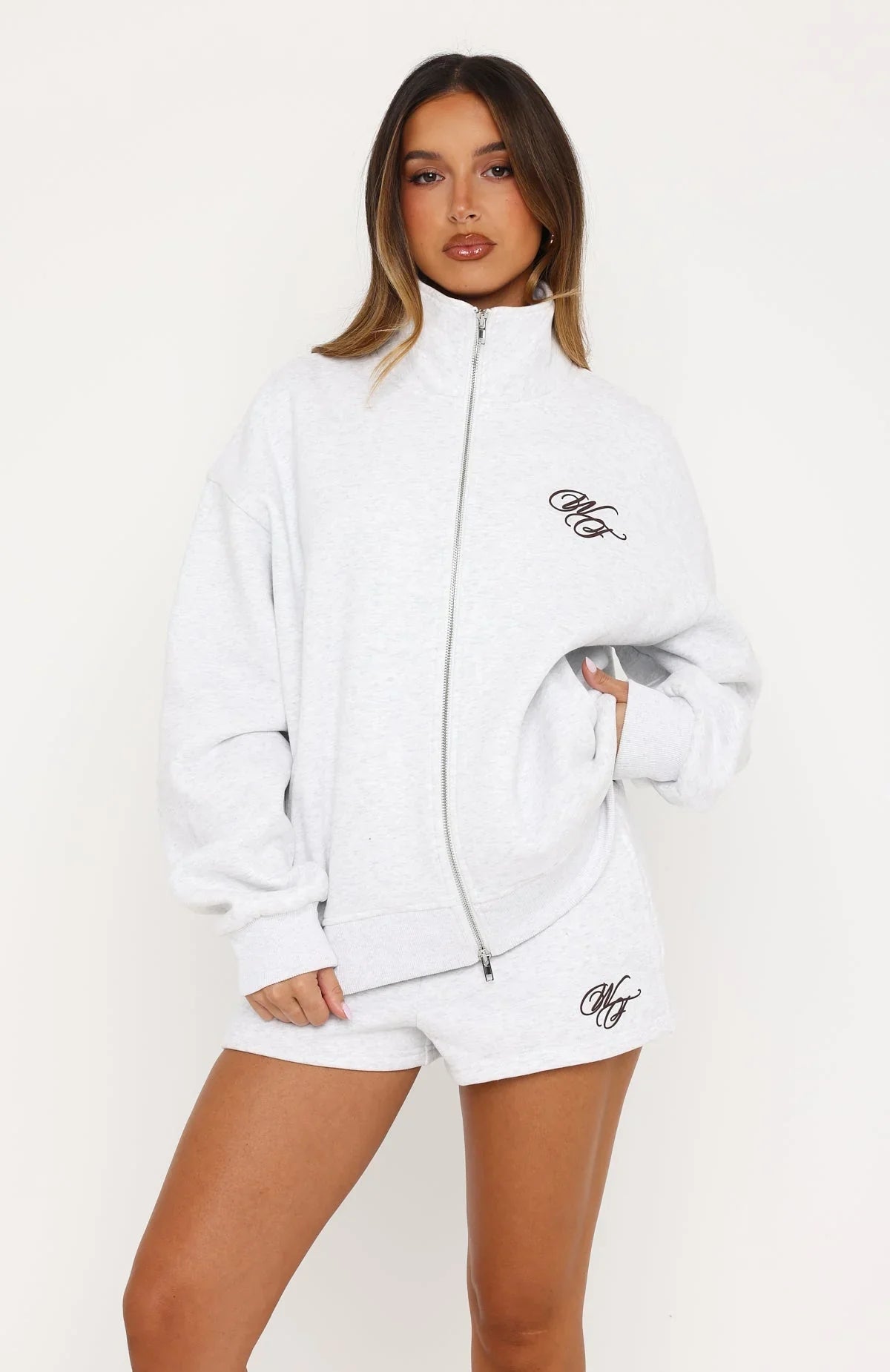Studio 17 Raven Oversized Zip Jacket Grey Marle