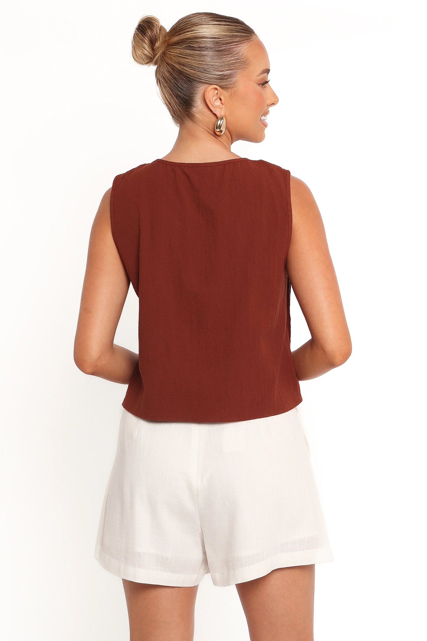 Nika Pleated Top Chocolate Brown
