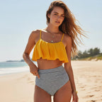 Ruffle Tankini High Waisted Bikini Set
