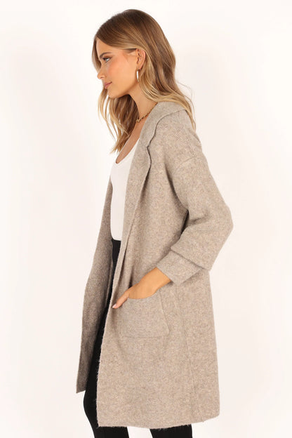 Skylar Open Front Coatigan Taupe