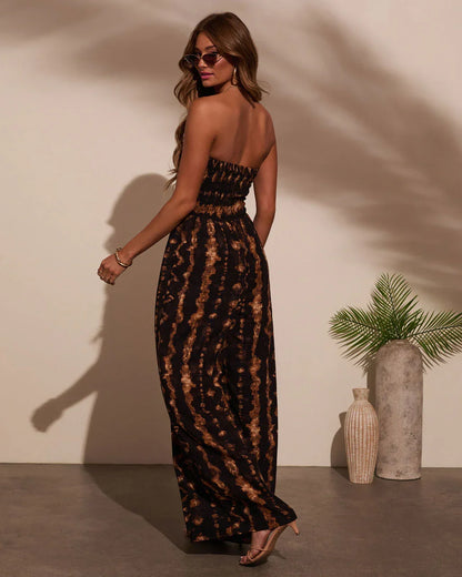 Markey Abstract Strapless Jumpsuit