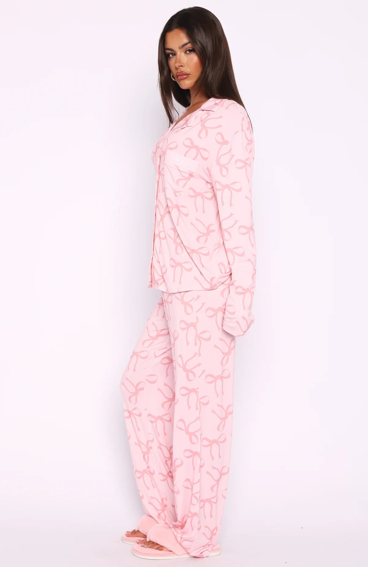 Pillow Talk Printed Long Sleeve Pyjama Set Posy Bow