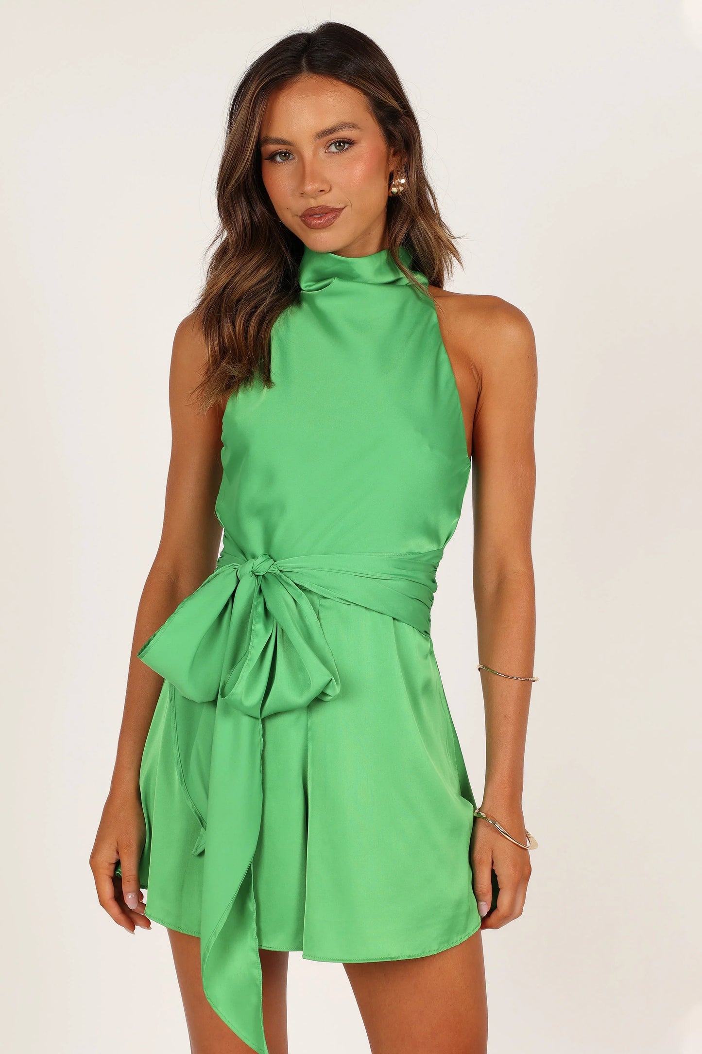 Odilia Tie Waist Romper Green
