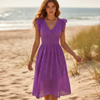 Boho Eyelet Lace Midi Dress