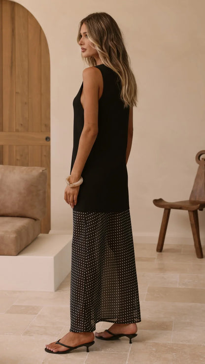 Onella Sheer Maxi Skirt Black White Spot