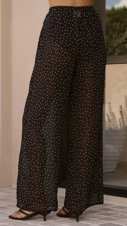 Zavier Oversized T Shirt and Polka Dot Pants Set White Black
