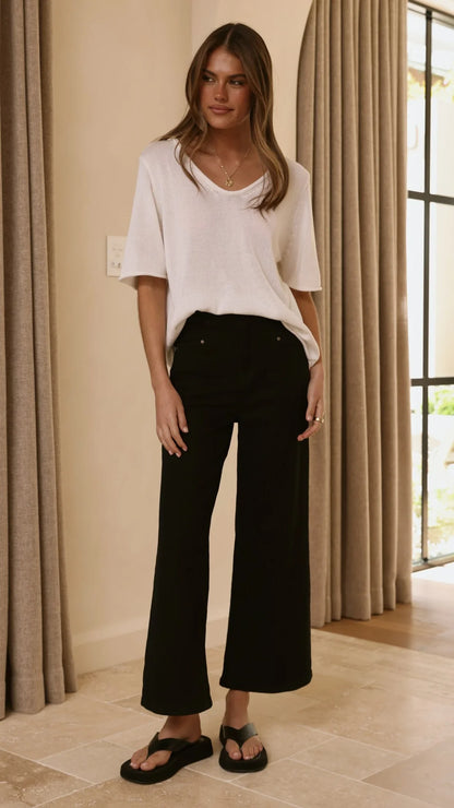 Spring Scoop Neck Tee White
