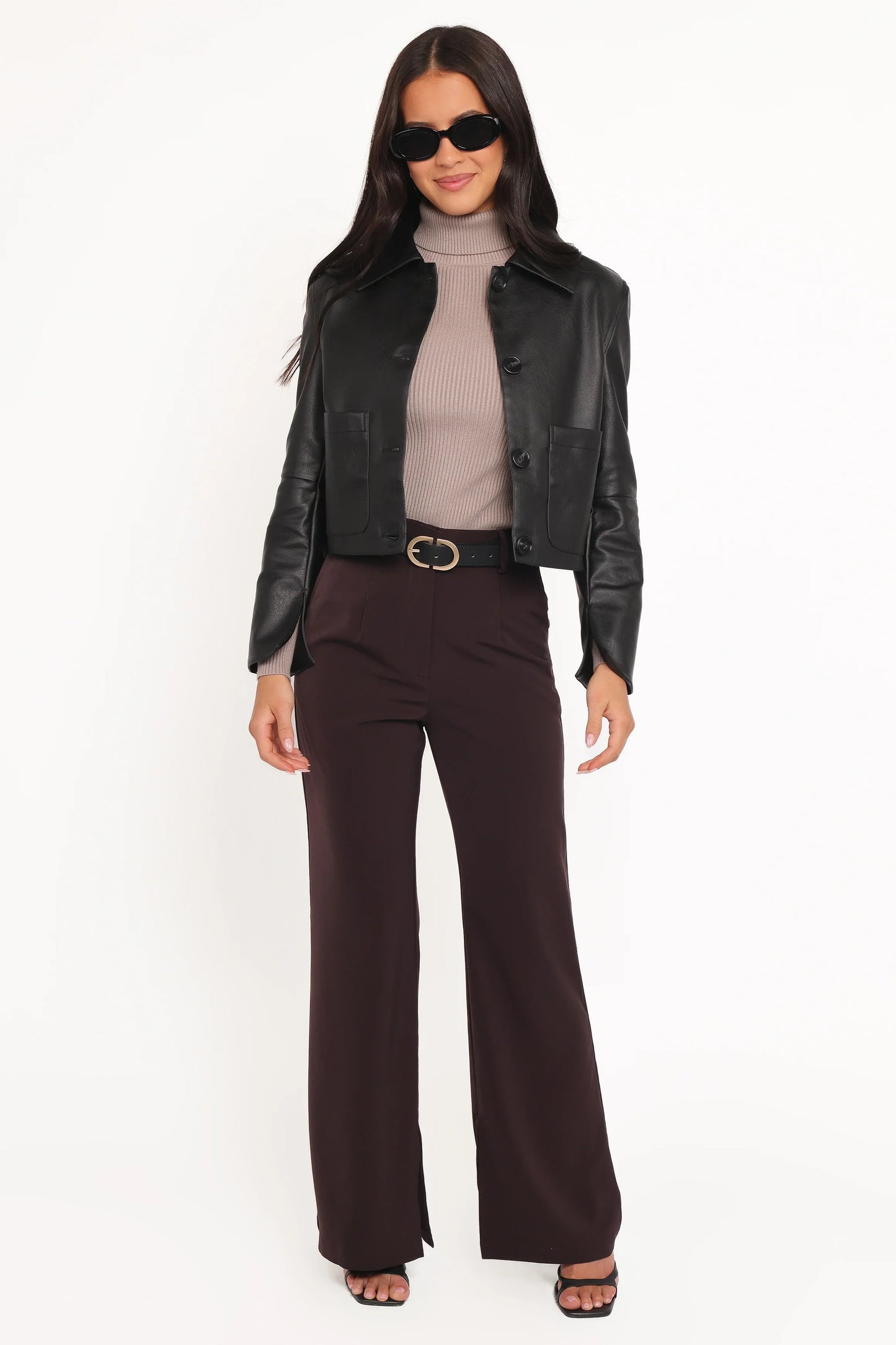 Hope Crop Faux Leather Jacket Black