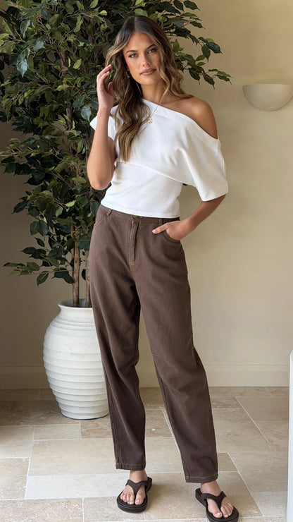 Cleora Barrel Jeans Chocolate