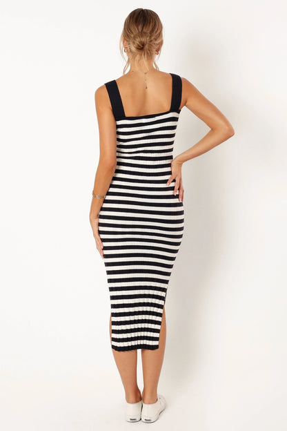 Ledger Midi Dress Navy Stripe