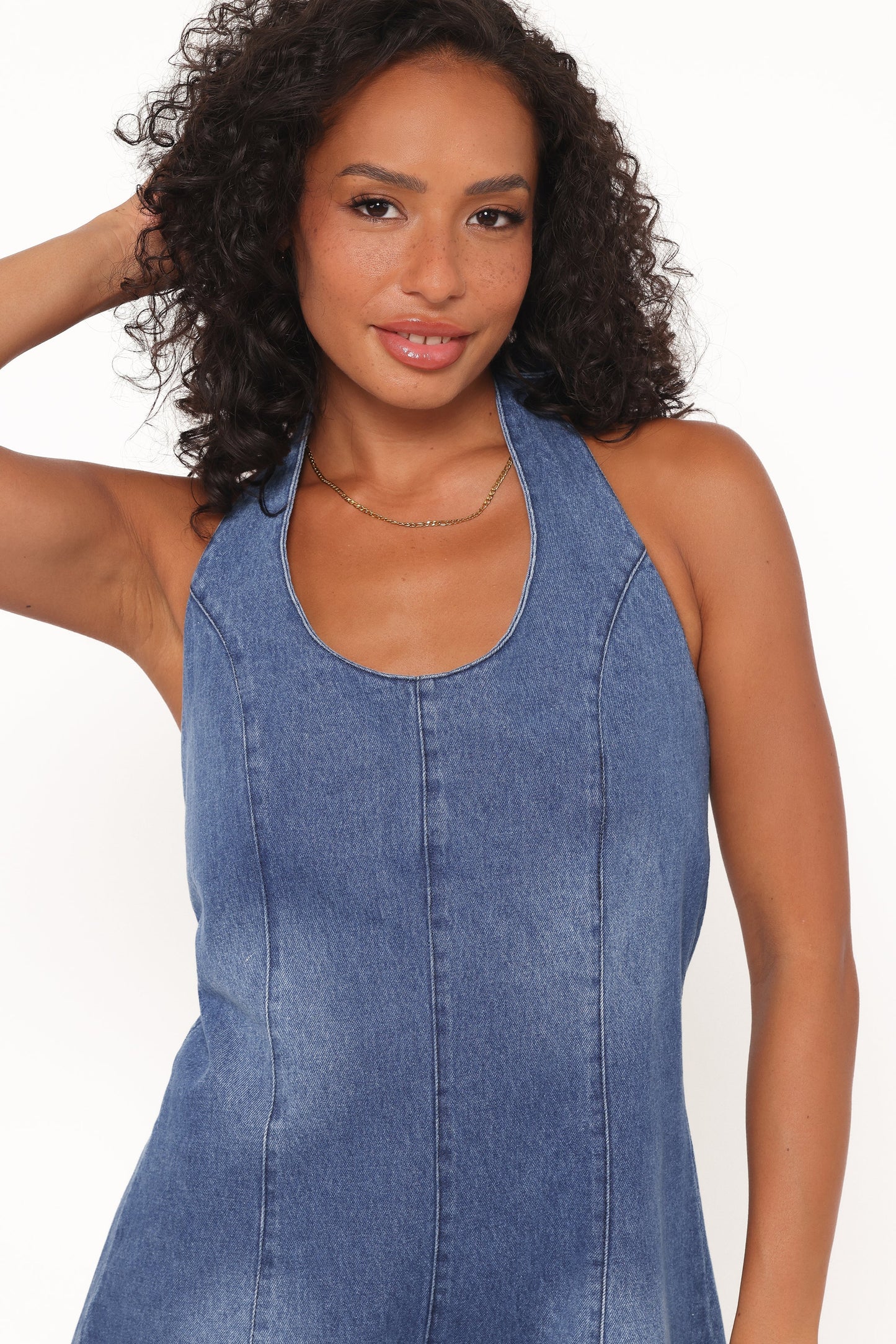 Paityn Denim Romper Dark Wash