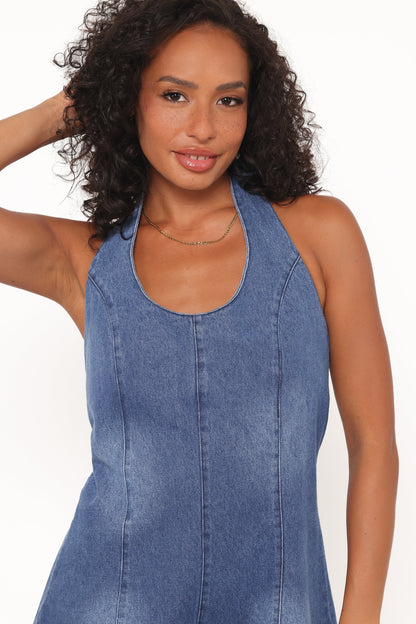 Paityn Denim Romper Dark Wash