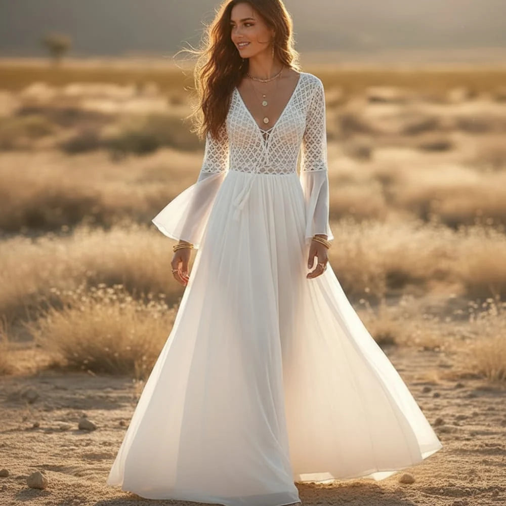 White Lace Maxi Beach Cover Up Dress