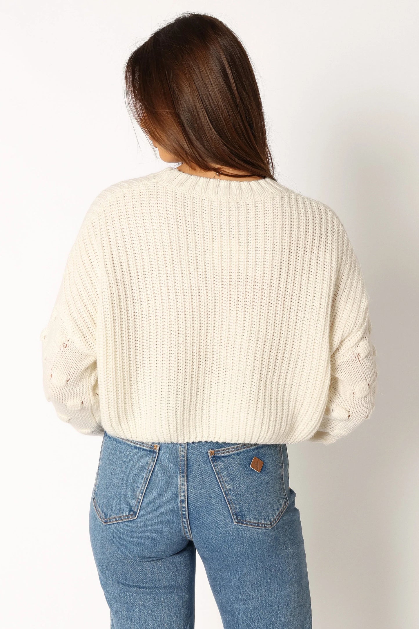 Catalina Polka Dot Texture Knit Sweater Ivory