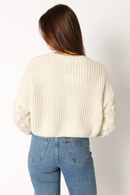 Catalina Polka Dot Texture Knit Sweater Ivory