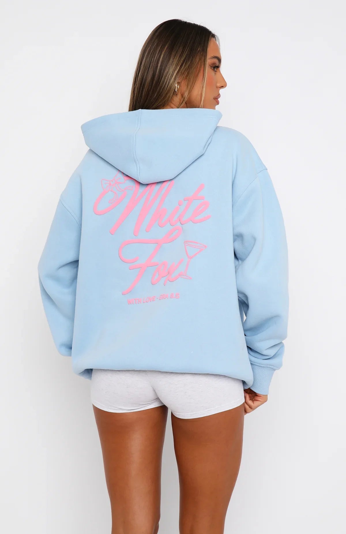 With Love Kisses Oversized Hoodie Baby Blue