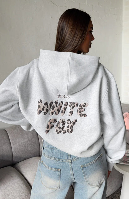 Offstage Printed Oversized Hoodie Grey Marle Leopard
