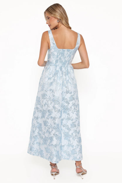 Marcelline Maxi Dress Blue Brocade