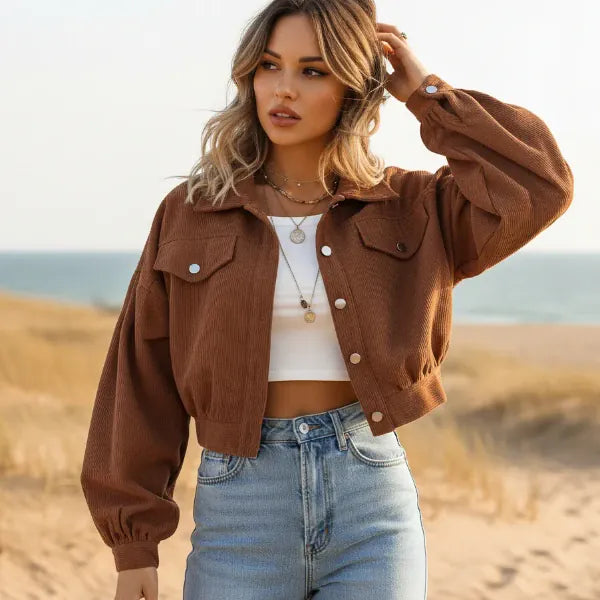 Boho Cropped Corduroy Jacket